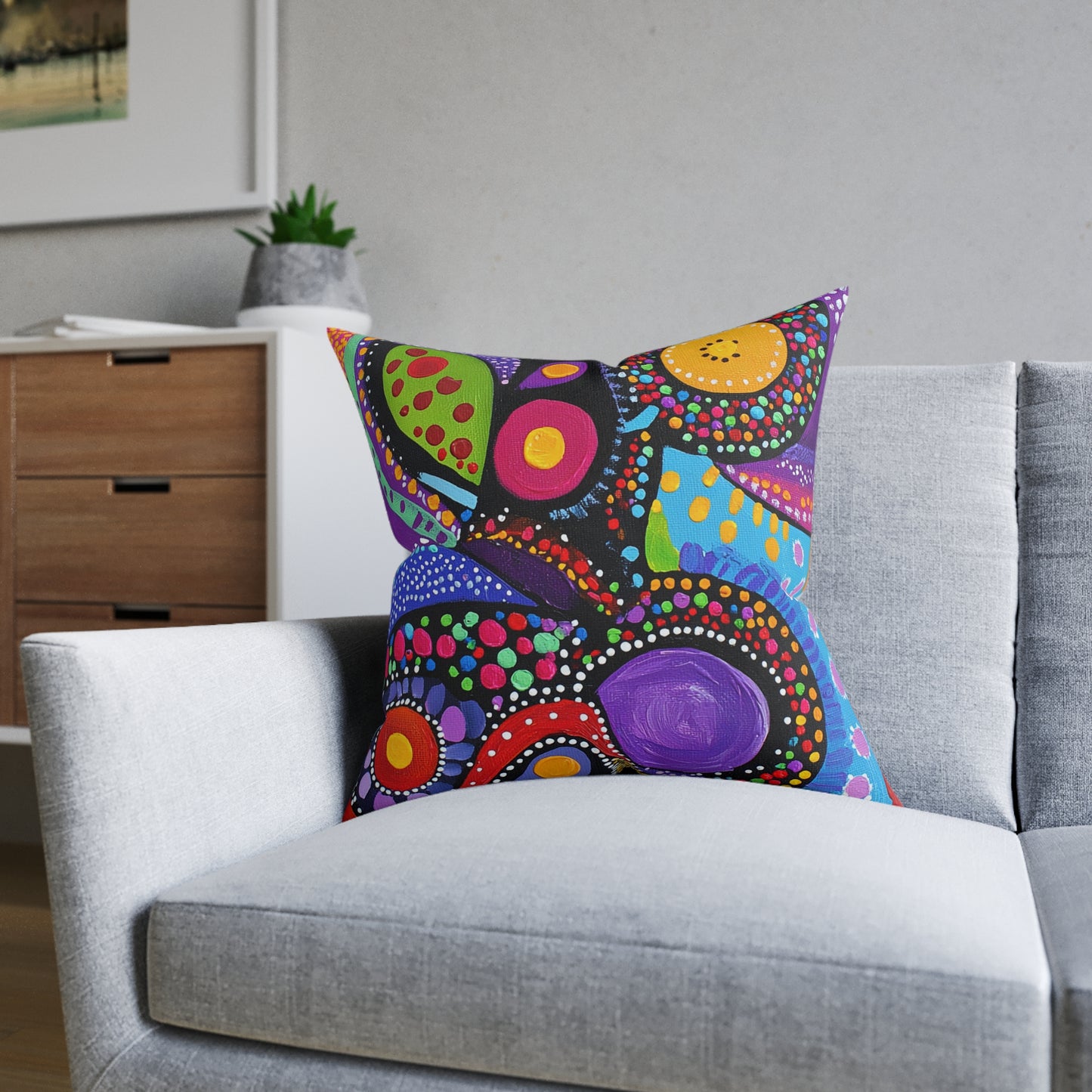 Traditional Aboriginal 4 - Square Pillow - UK