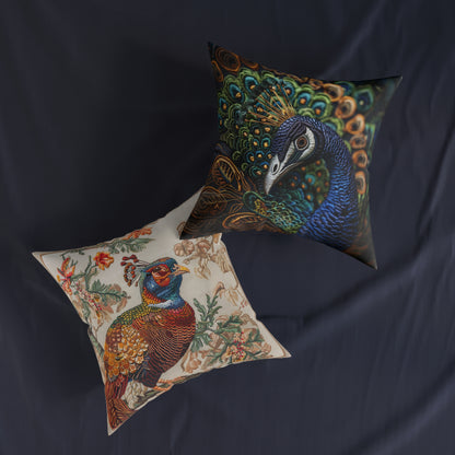 Medieval Needle-Point Pheasant - Square Pillow - UK