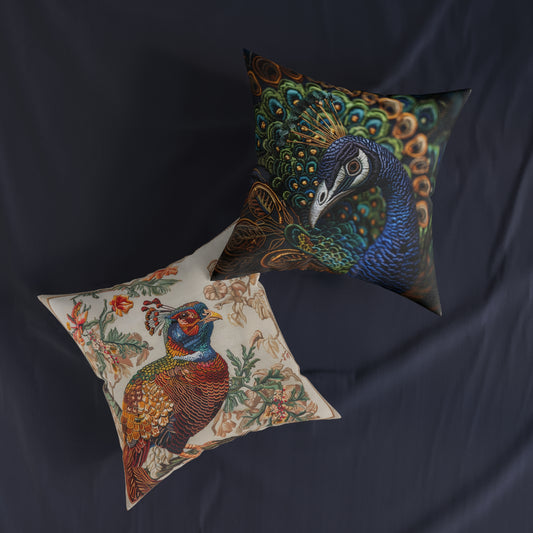 Medieval Needle-Point Pheasant - Square Pillow - UK