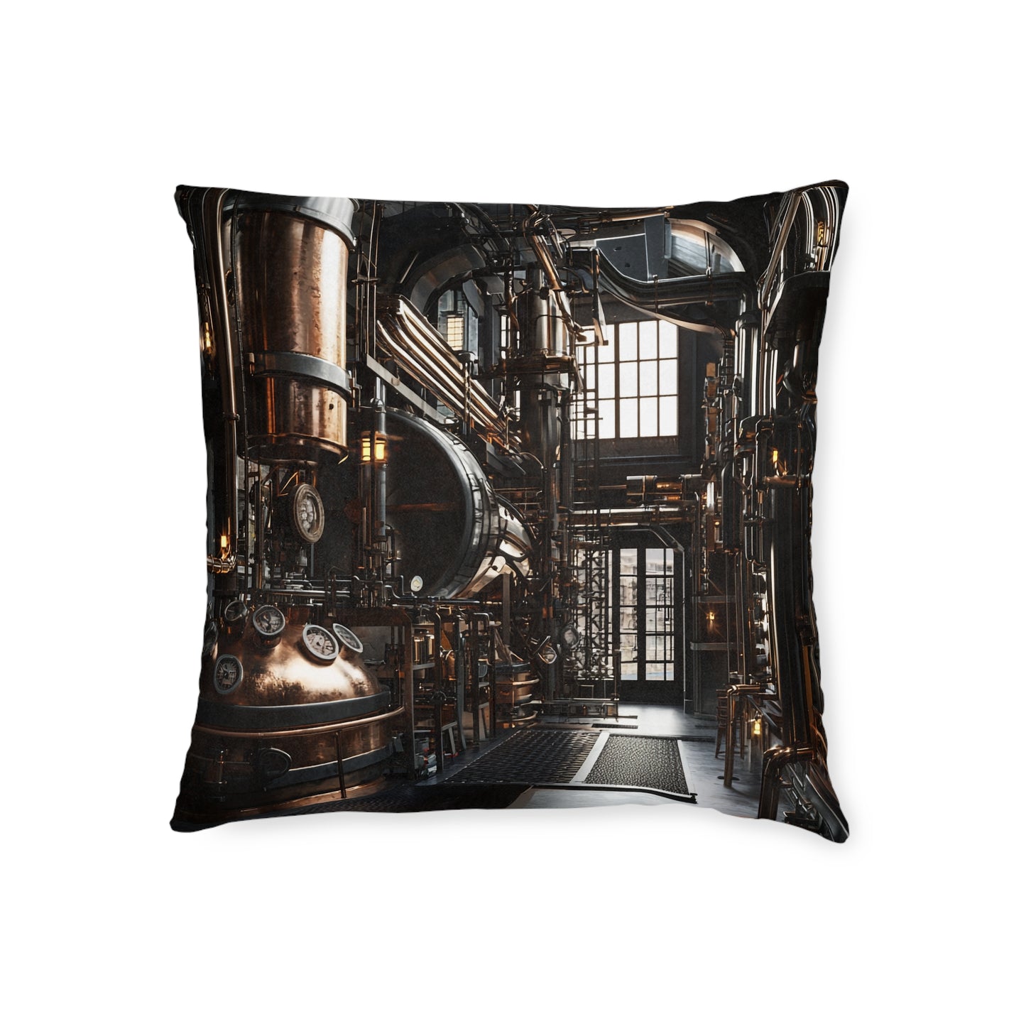 Industrial-Style Square Cushion - Steampunk Home Decor UK