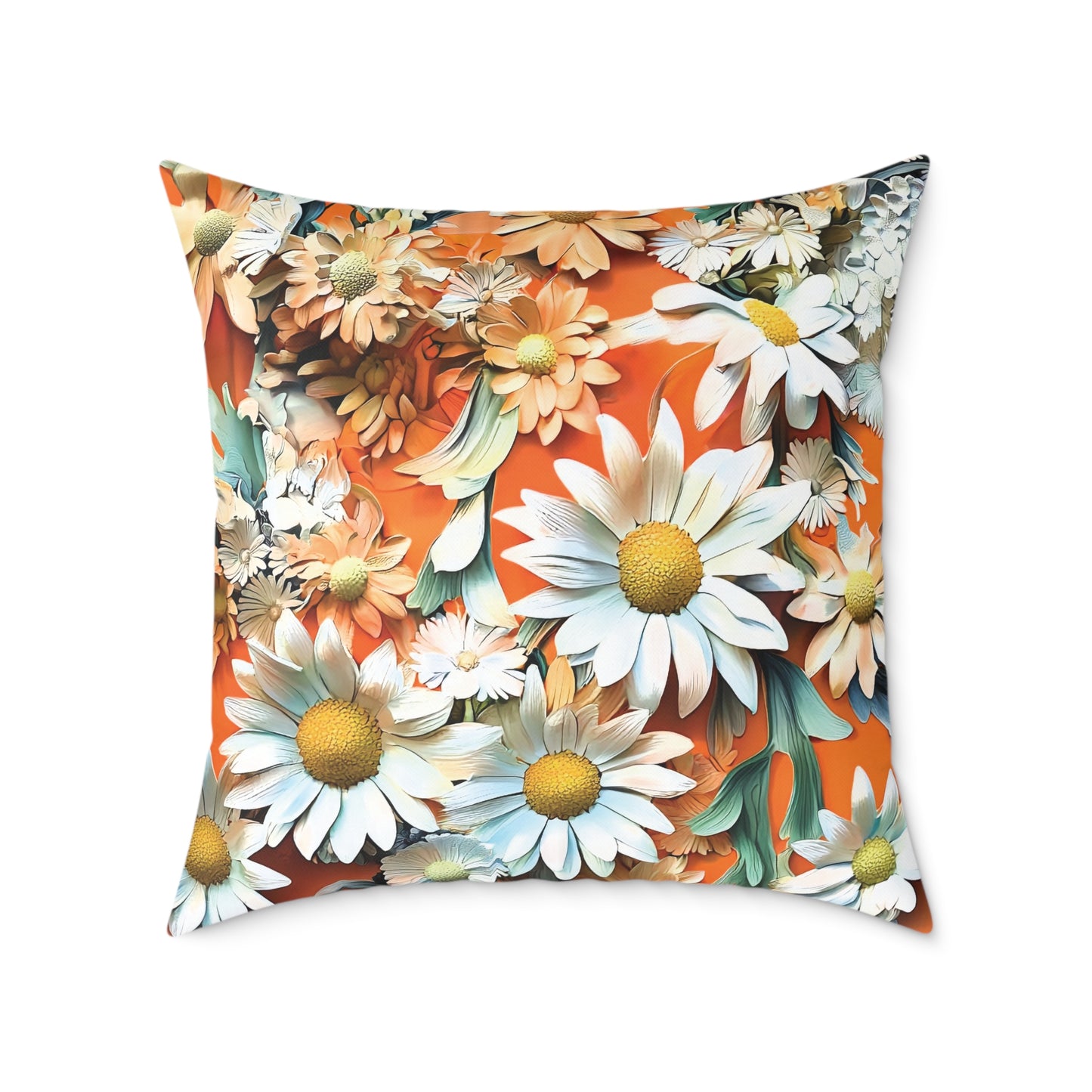 **Daisy Chinoiseries - Square Poly Canvas Pillow UK