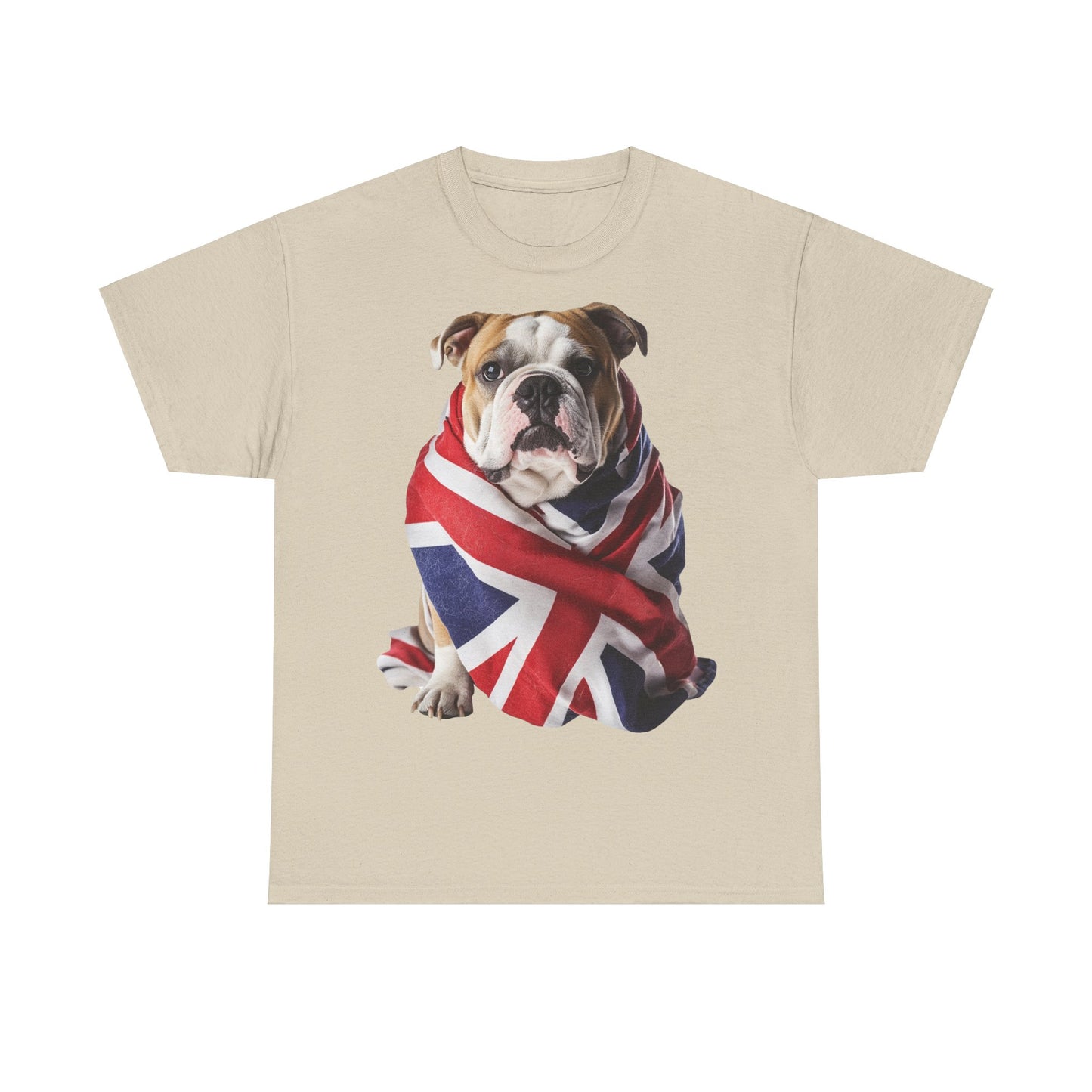 British Bulldog In Union Jack - Unisex Heavy Cotton Tee - Cute Dog Lover Gift UK