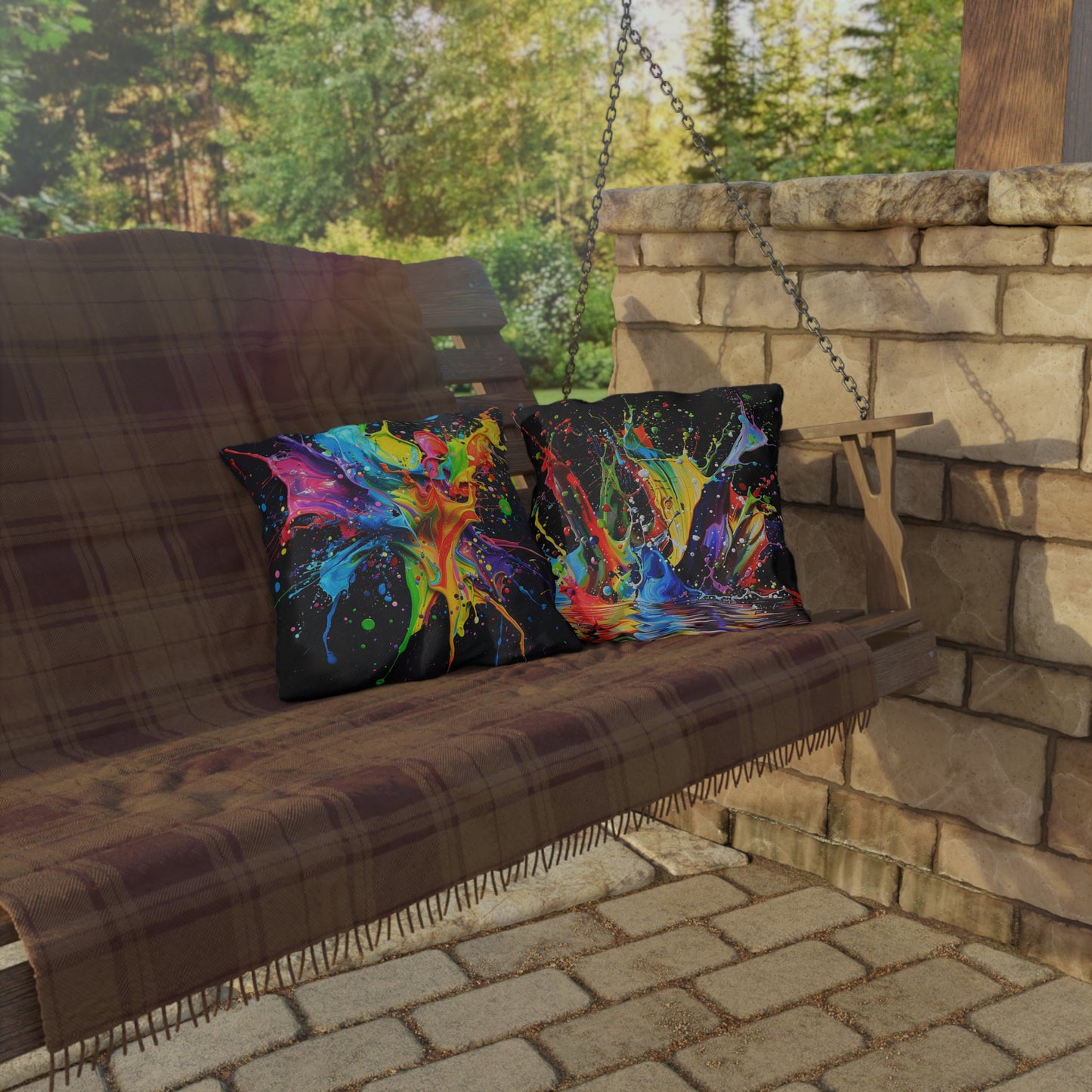 Paint Splash - Outdoor Pillows - USA