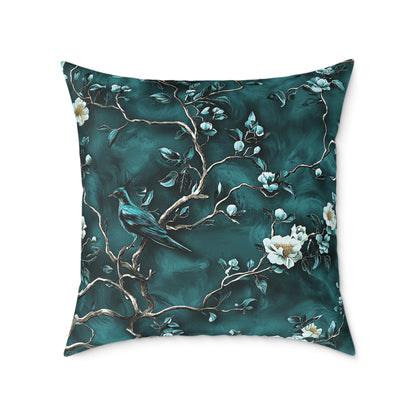 Blue Vine Chinoiseries 2 - Square Poly Canvas Pillow UK