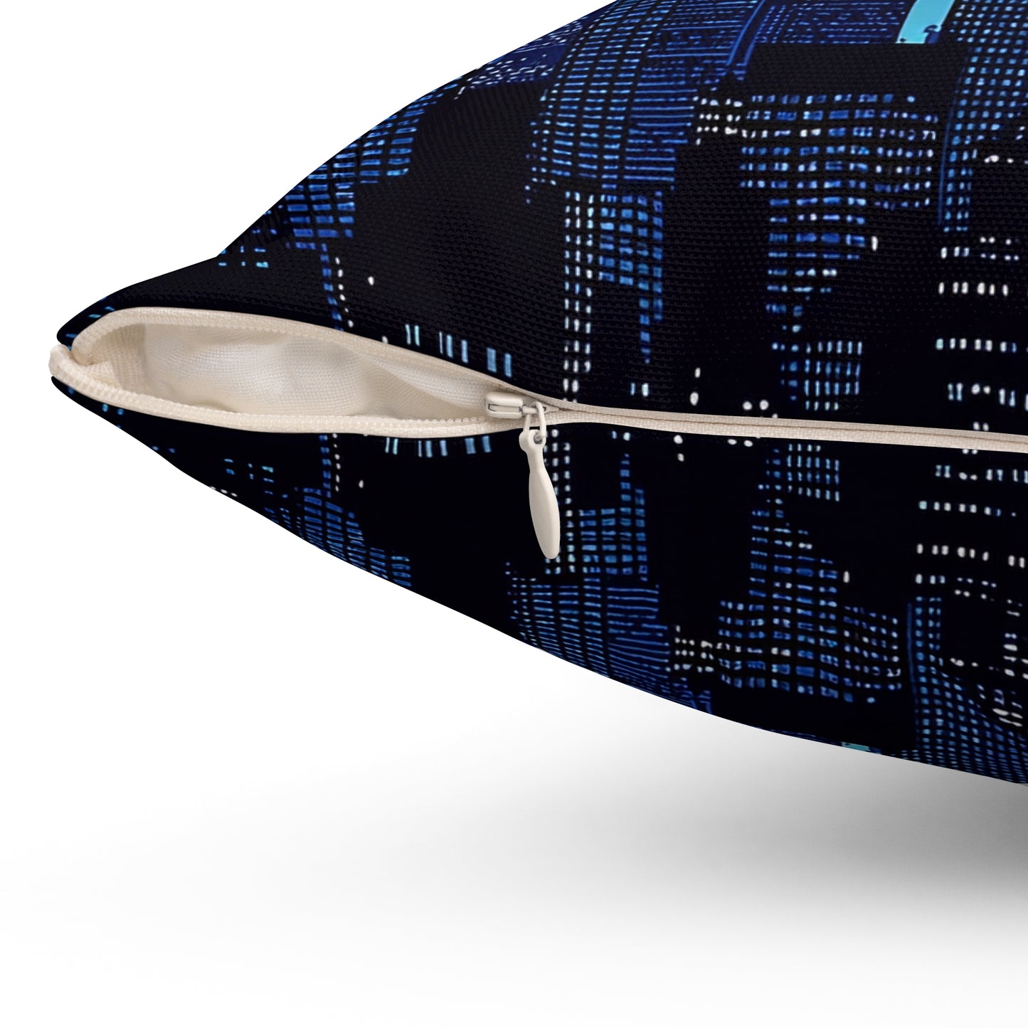 Night Cityscape - Spun Polyester Square Pillow - USA