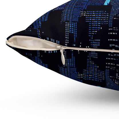 Night Cityscape - Spun Polyester Square Pillow - USA
