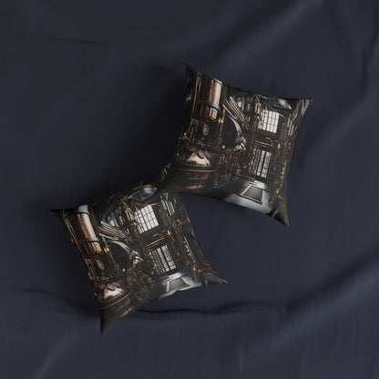 Industrial-Style Square Cushion - Steampunk Home Decor UK