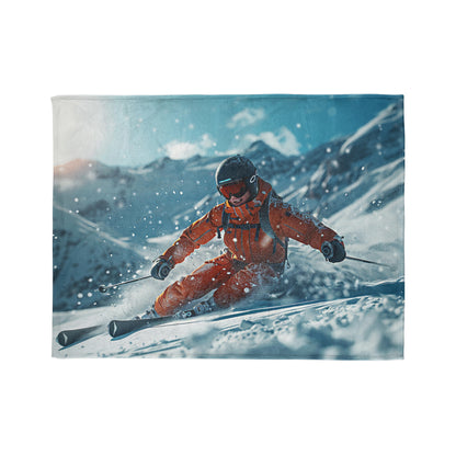 Downhill Skier #2 - Soft Polyester Blanket