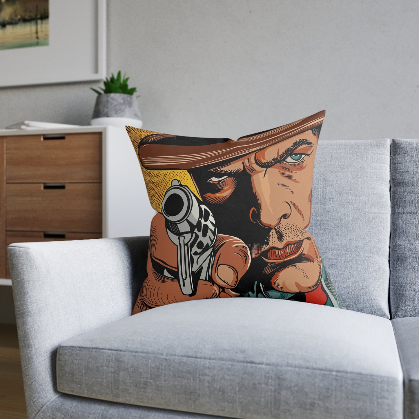 1940s Gangster Comic - Square Cushion - Gangster Home Decor UK