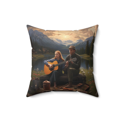Folk Music #4  - Spun Polyester Pillow - USA