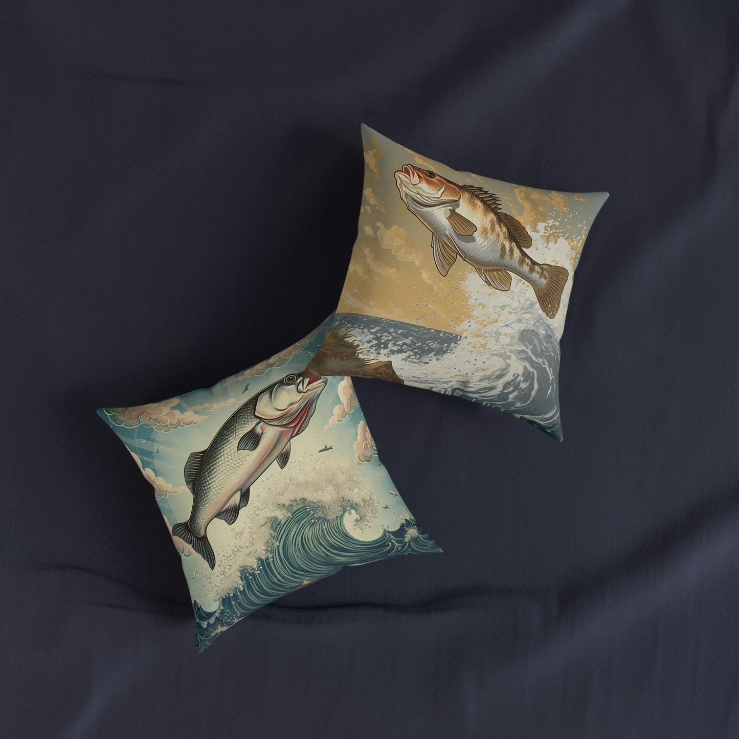 Fish Jumping - Square Pillow - UK