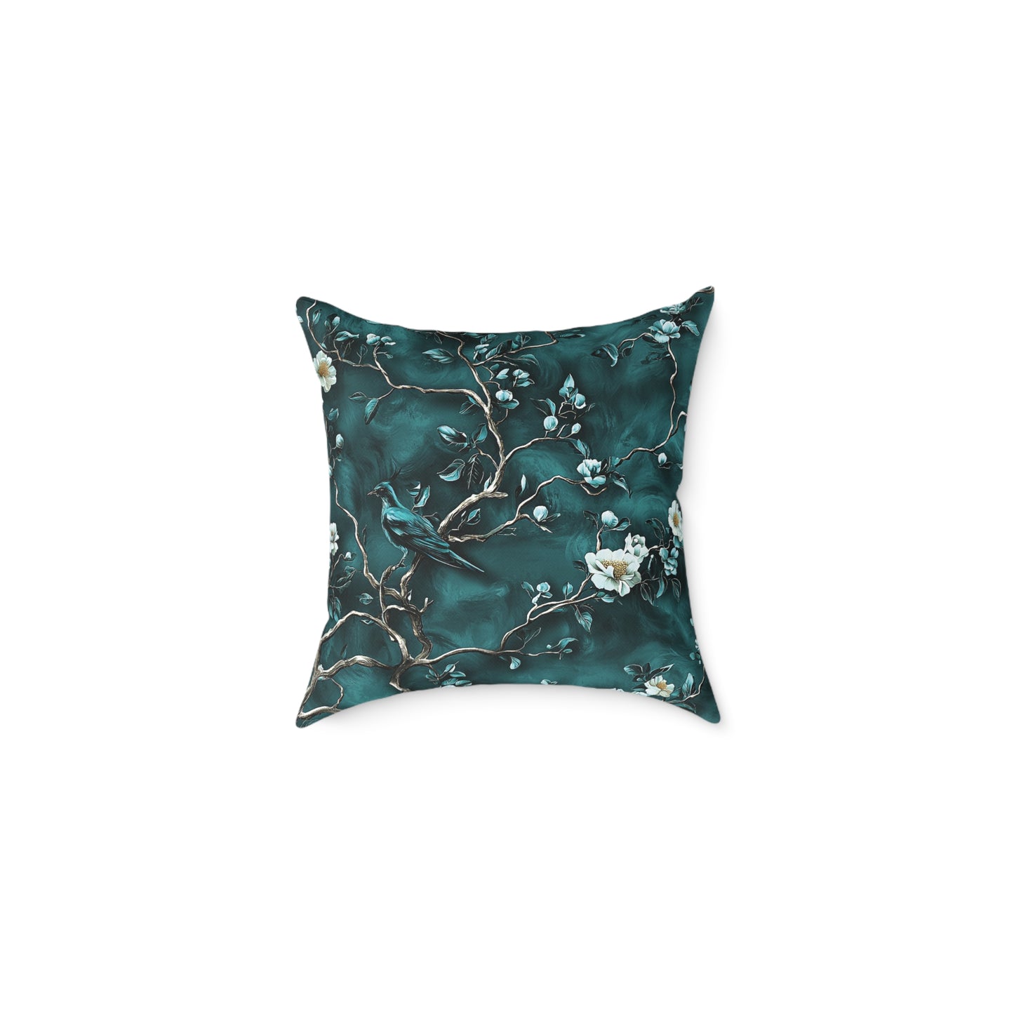 Blue Vine Chinoiseries 2 - Square Poly Canvas Pillow UK