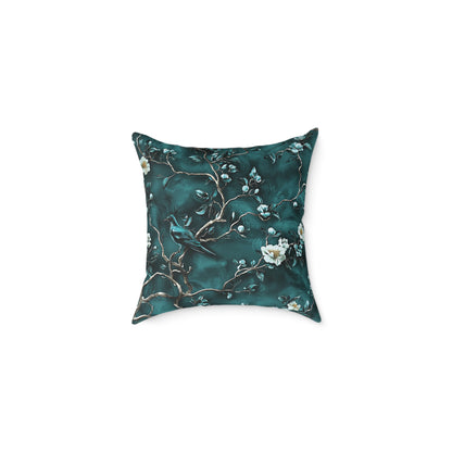 Blue Vine Chinoiseries 2 - Square Poly Canvas Pillow UK
