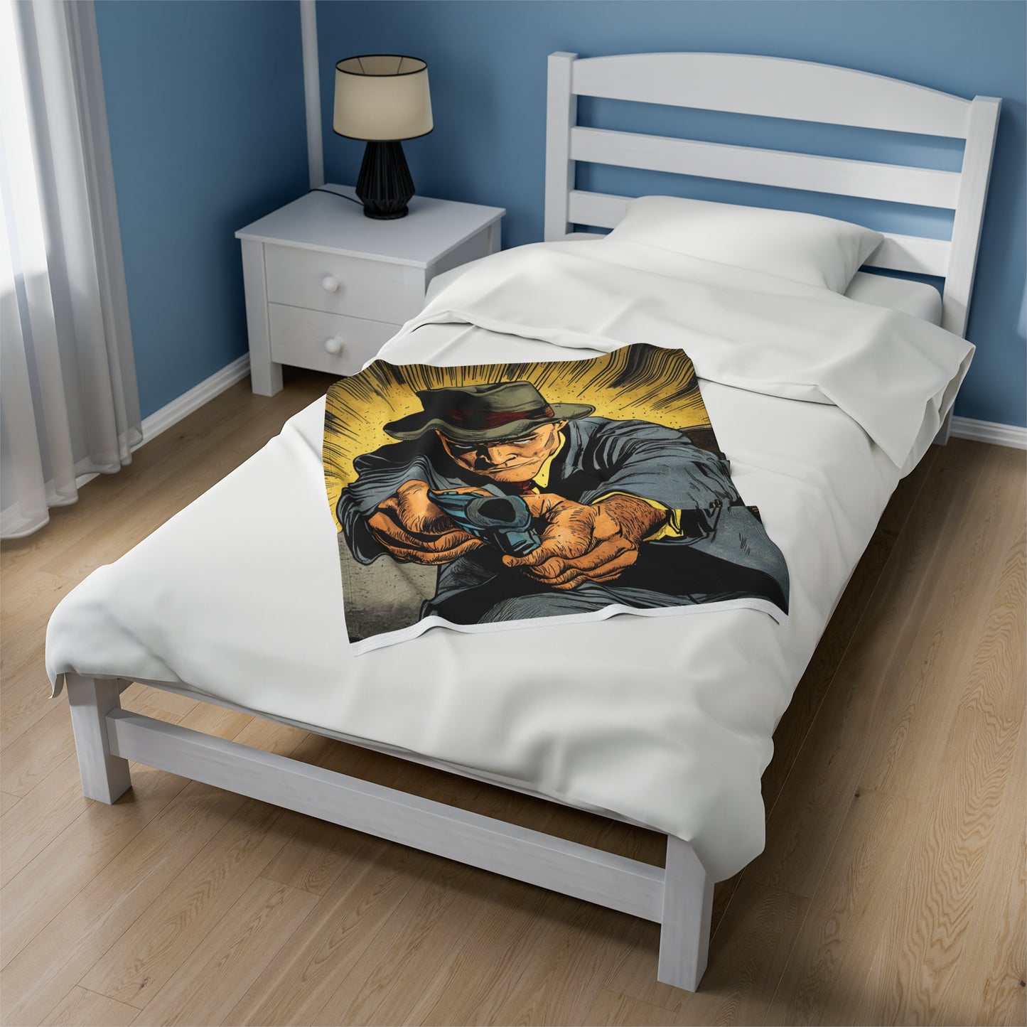 1950s Gangster Comic Cover 4 - Velveteen Plush Blanket USA