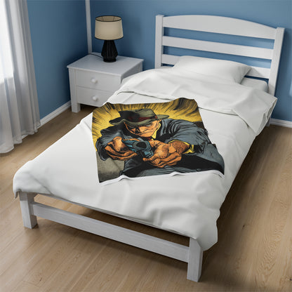 1950s Gangster Comic Cover 4 - Velveteen Plush Blanket USA
