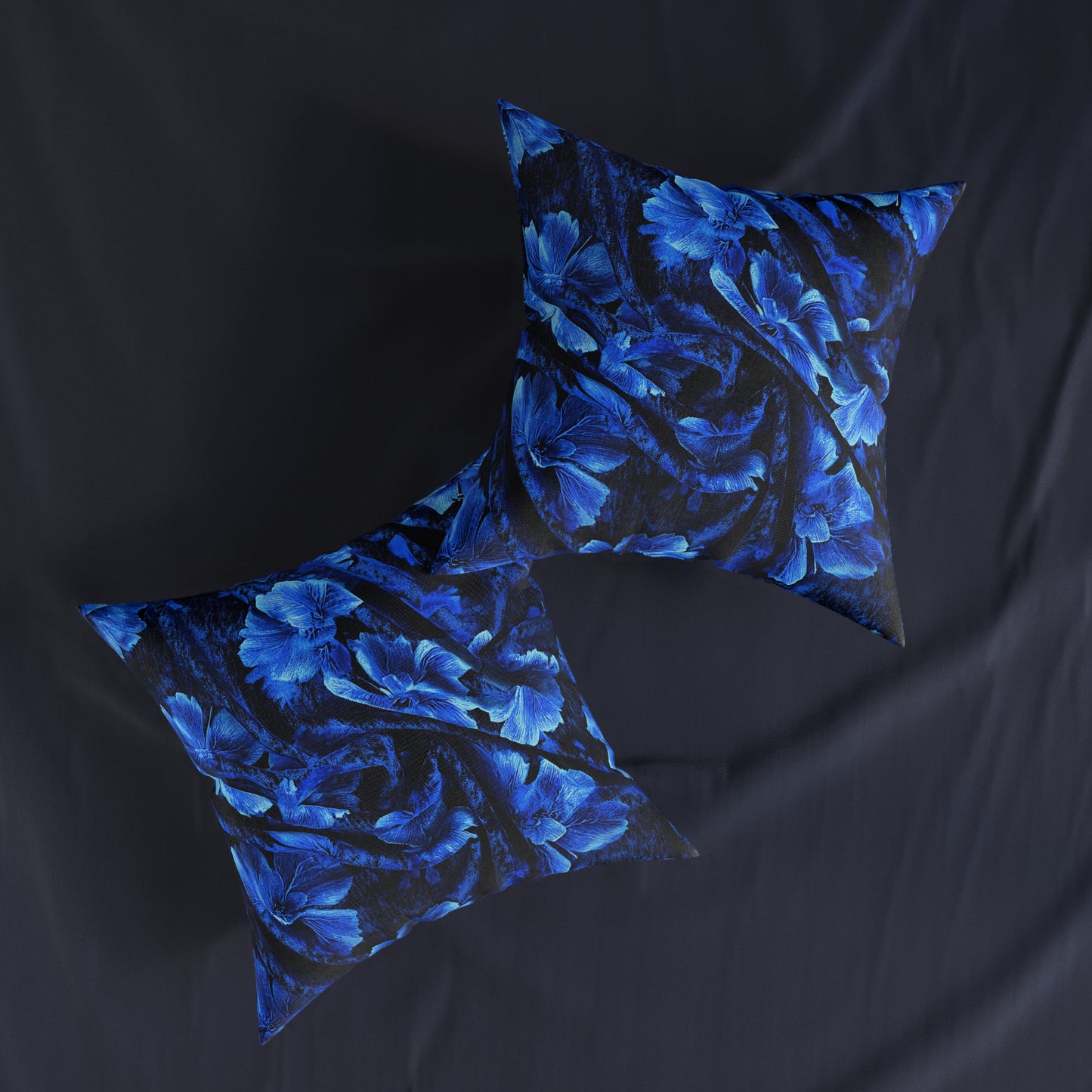 Elegant Blue Floral Square Pillow - UK