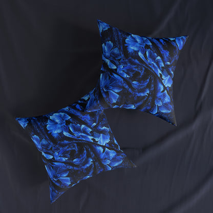 Elegant Blue Floral Square Pillow - UK