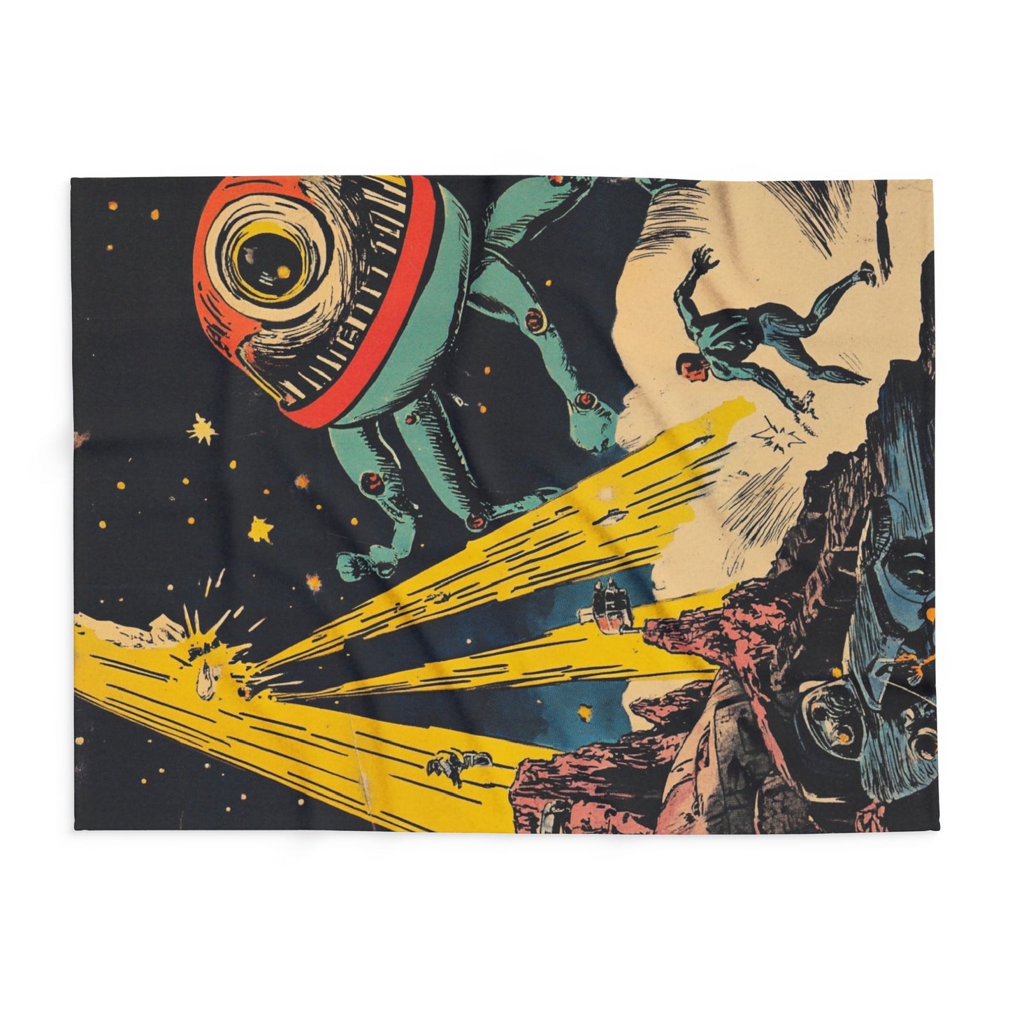 Retro Space Adventure Fleece Blanket 4 - Cosy Gift for Sci-Fi Lovers UK
