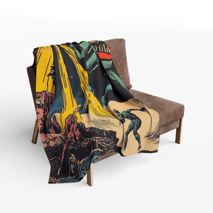 Retro Space Adventure Fleece Blanket 4 - Cosy Gift for Sci-Fi Lovers UK