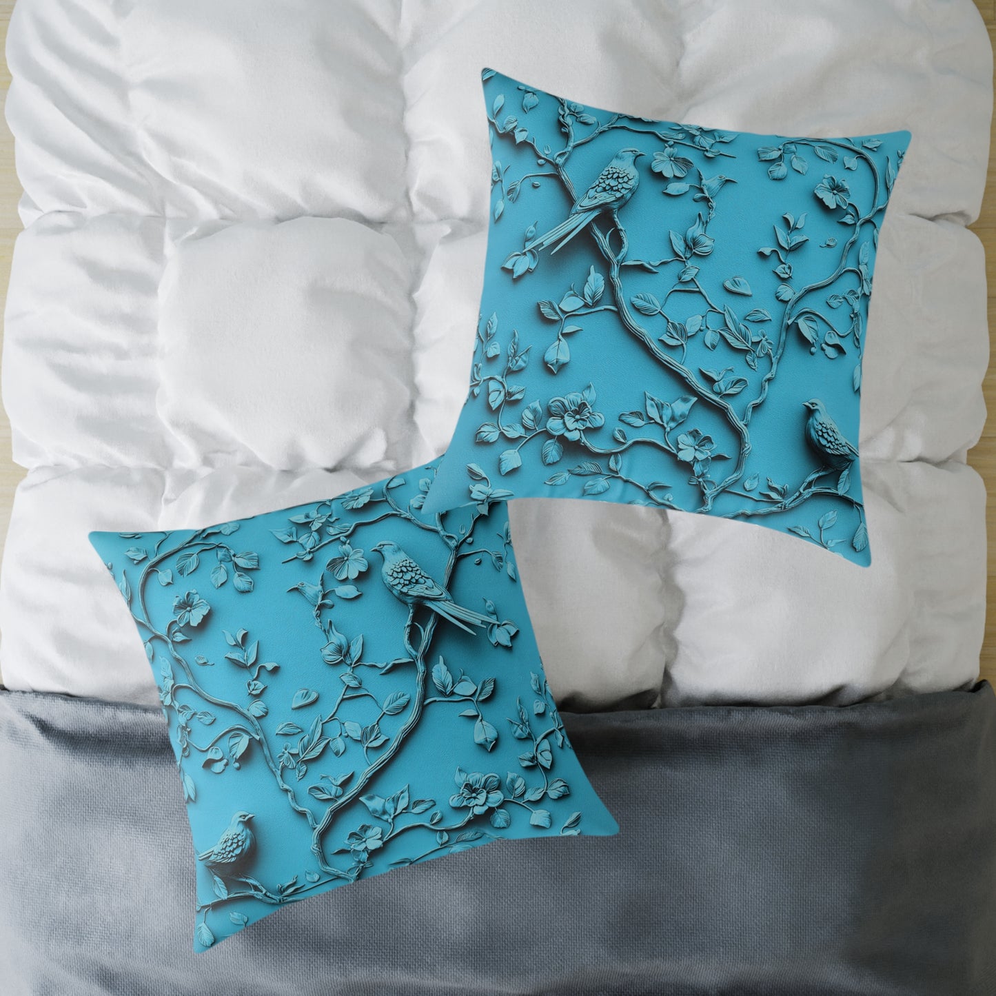 **Blue Vine Chinoiseries - Square Poly Canvas Pillow UK
