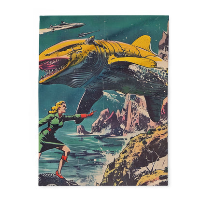 Retro Space Adventure Fleece Blanket 2 - Cosy Gift for Sci-Fi Lovers UK