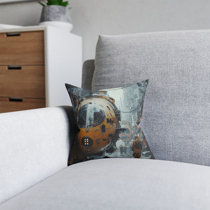 Futuristic Cityscape Square Pillow - Cyberpunk Cityscape Design - UK