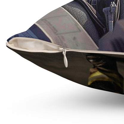 Top Gun Cat - Spun Polyester Square Pillow - USA