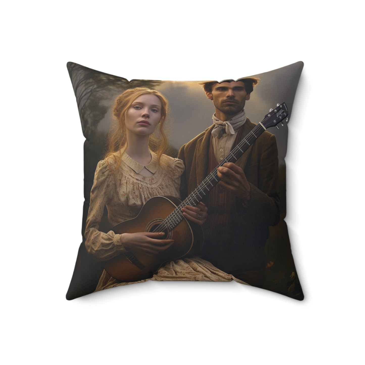 Folk Music #2  - Spun Polyester Pillow - USA