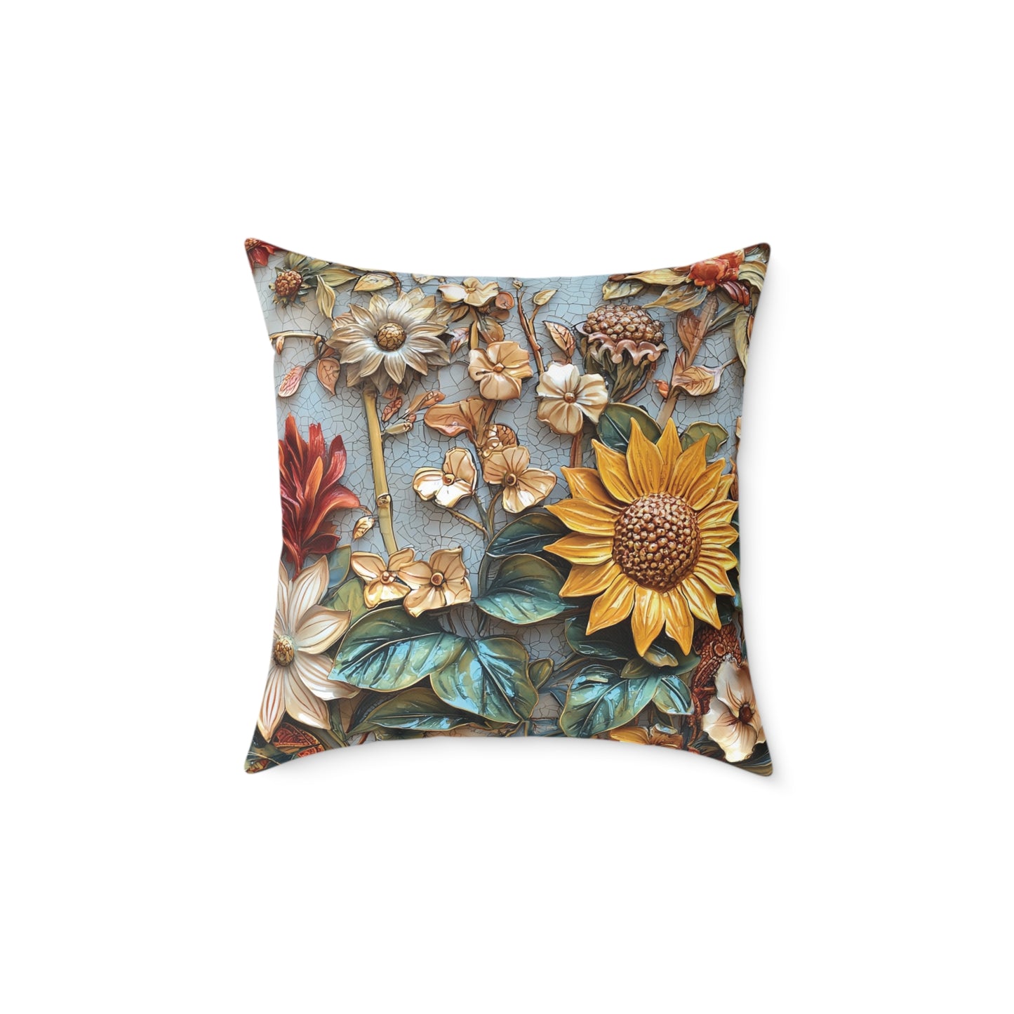 **Flowers 2 Chinoiseries - Square Poly Canvas Pillow UK