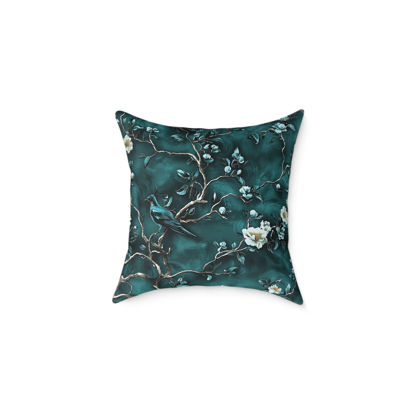 Blue Vine Chinoiseries 2 - Square Poly Canvas Pillow UK