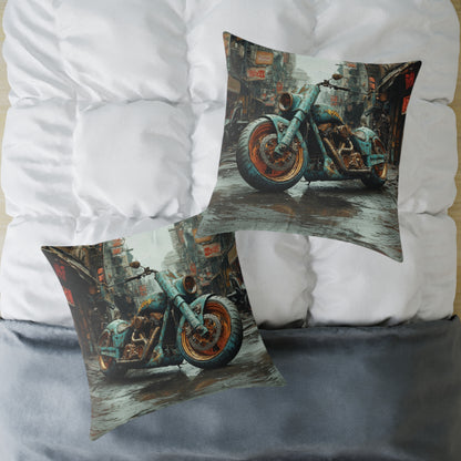 Apocalyptic Motorcycle 2 - Square Poly Canvas Pillow UK