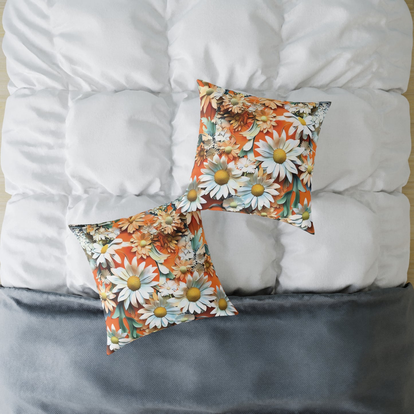 **Daisy Chinoiseries - Square Poly Canvas Pillow UK