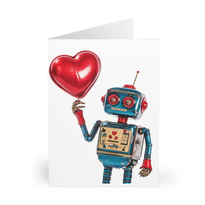 Cute Tin Robot Holding A Heart - Blank Card (5 Pack) UK