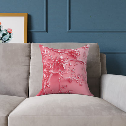 Pink Vine 2 Chinoiseries - Square Poly Canvas Pillow UK