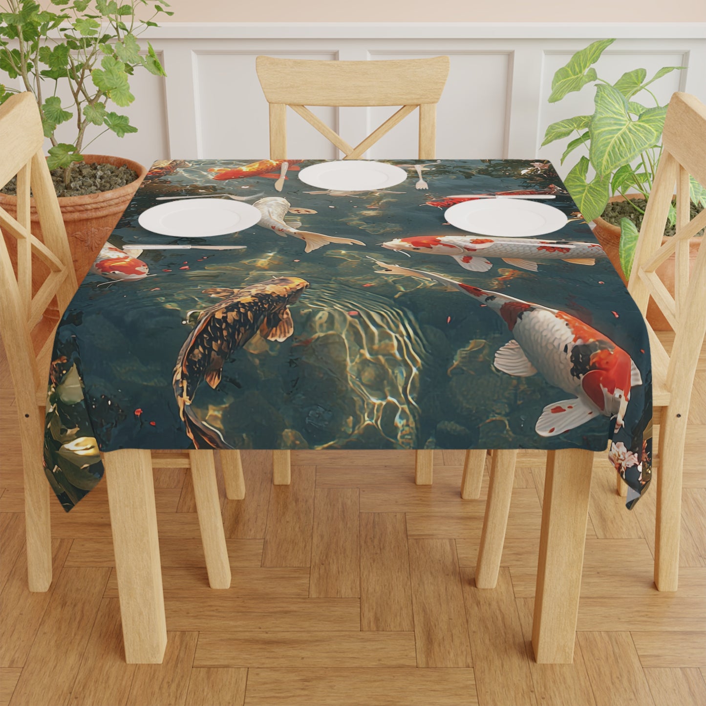 Koi Pond Tablecloth - Serene Decorative Cover for Dining & Events UK