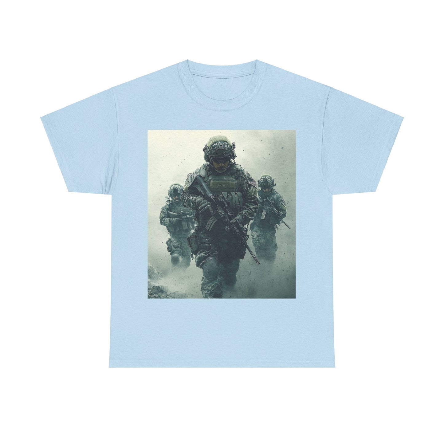 Heavy Cotton Tee - Military Action Print Tee UK