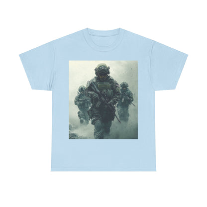Heavy Cotton Tee - Military Action Print Tee UK