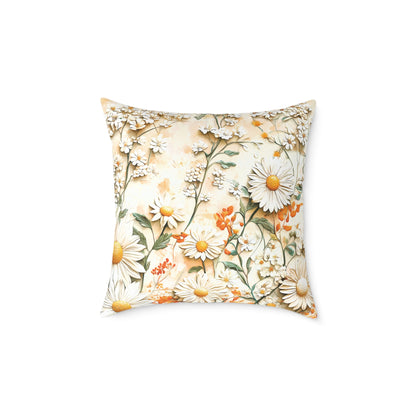**Flowers Chinoiseries 3 - Square Poly Canvas Pillow UK