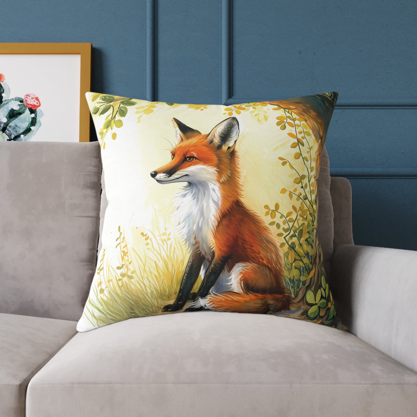 Cute Foxes - Square Poly Canvas Pillow - UK