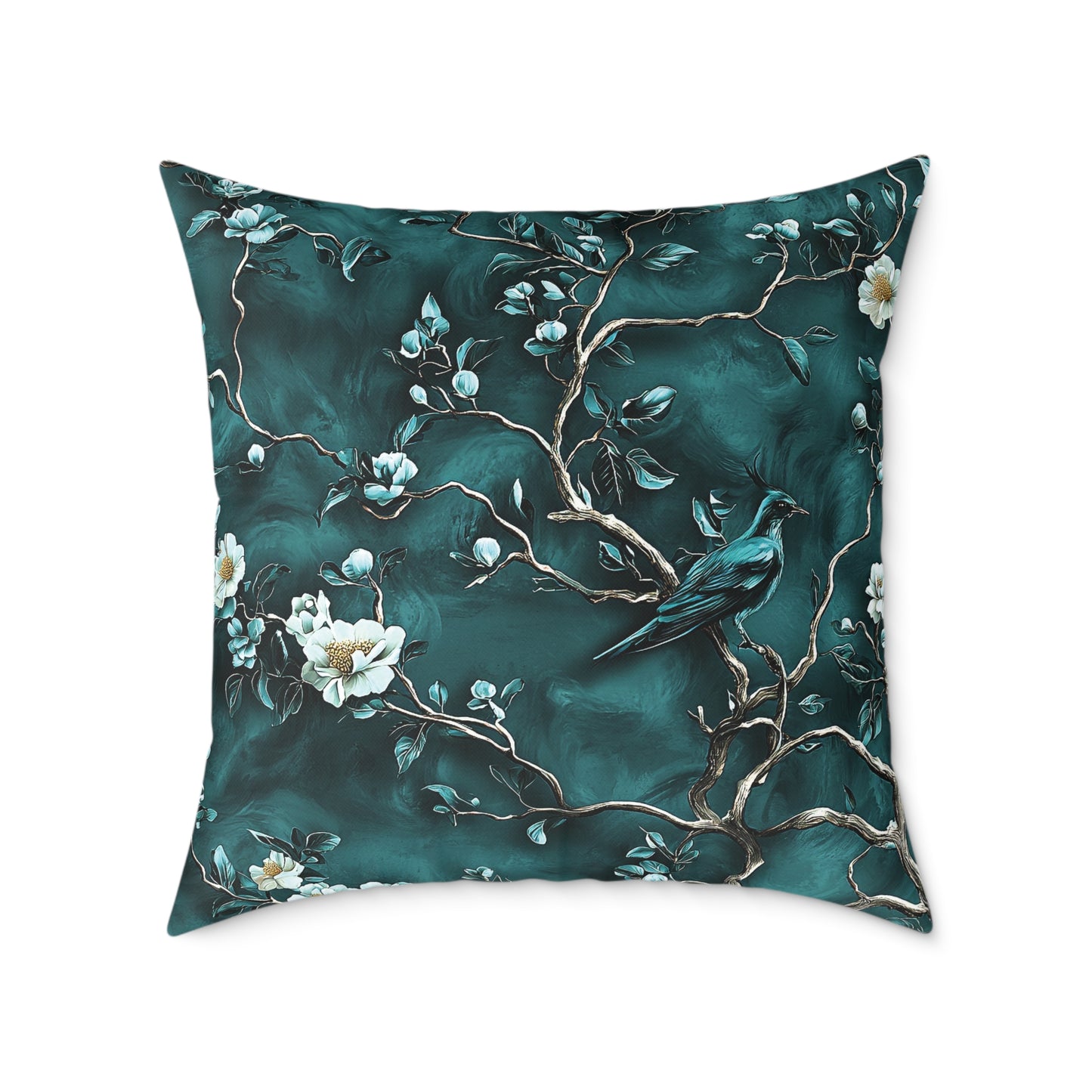 Blue Vine Chinoiseries 2 - Square Poly Canvas Pillow UK