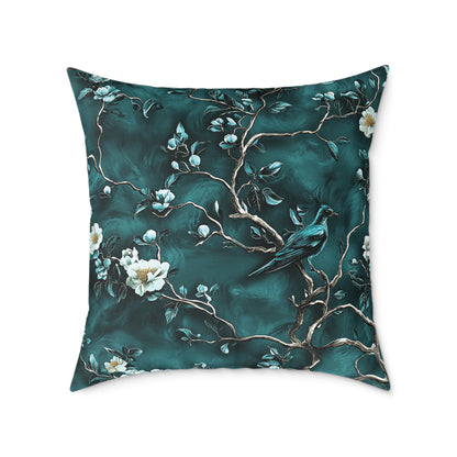 Blue Vine Chinoiseries 2 - Square Poly Canvas Pillow UK
