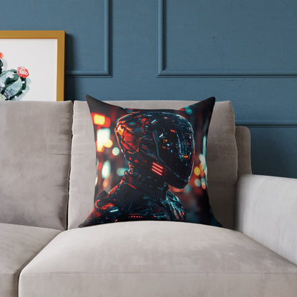 Cyber Biker 1 - Square Poly Canvas Pillow UK