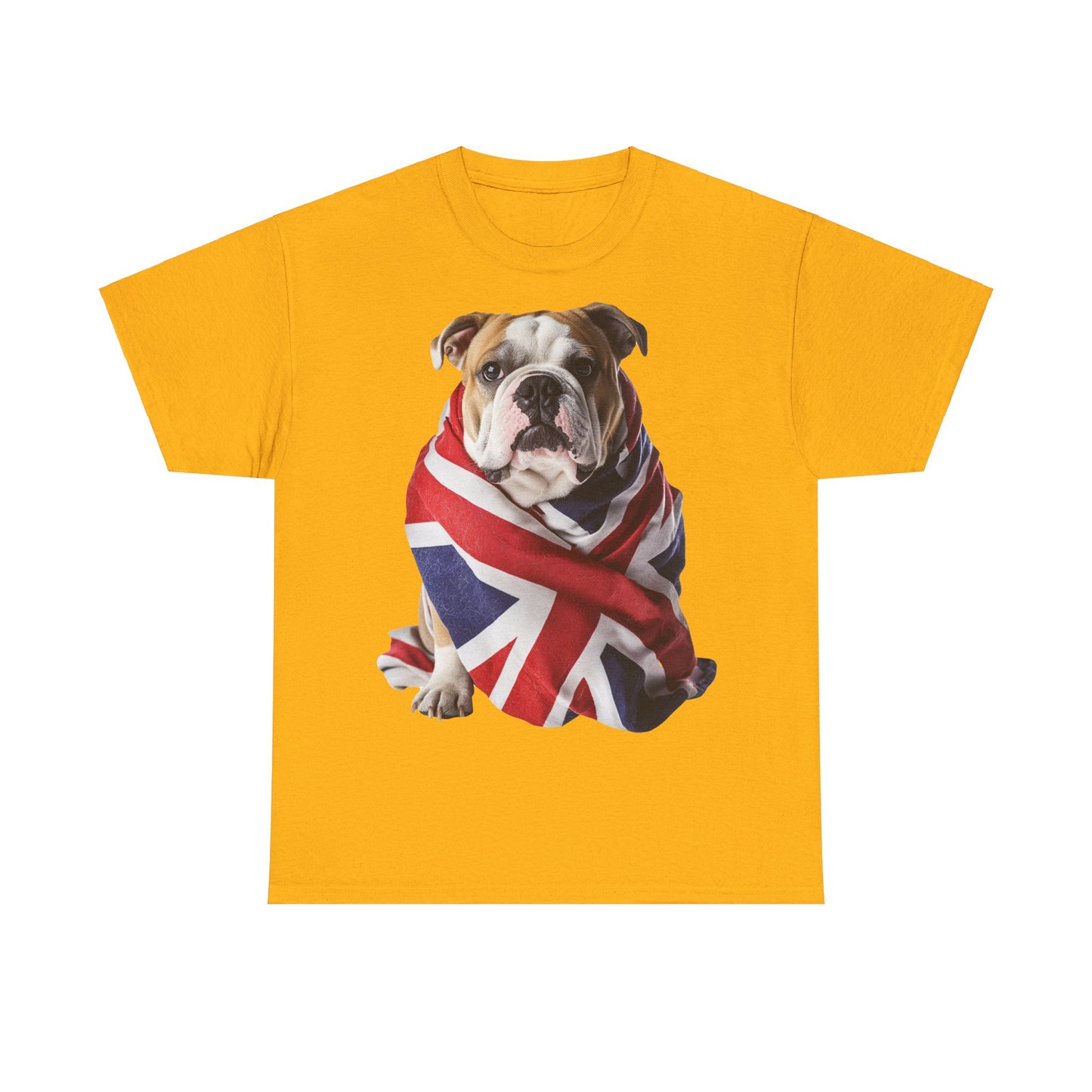 British Bulldog In Union Jack - Unisex Heavy Cotton Tee - Cute Dog Lover Gift UK