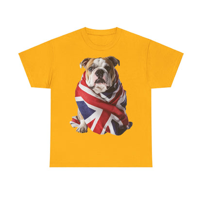 British Bulldog In Union Jack - Unisex Heavy Cotton Tee - Cute Dog Lover Gift UK