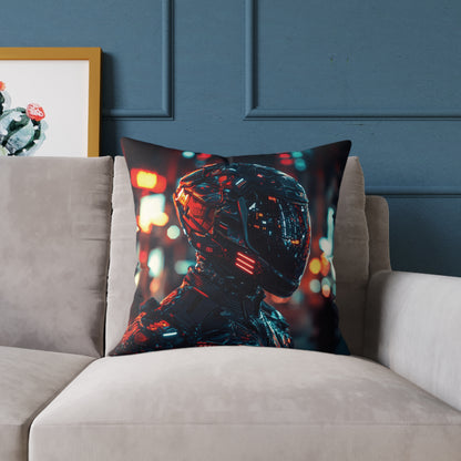 Cyber Biker 1 - Square Poly Canvas Pillow UK