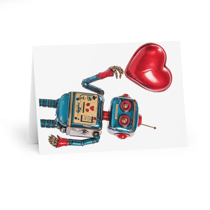 Cute Tin Robot Holding A Heart - Blank Card (5 Pack) UK