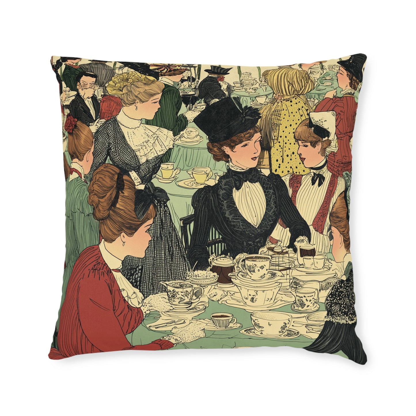 Ladies That Lunch (Vintage Tea Party) - Square Cushion - UK