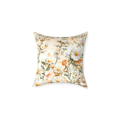 **Flowers Chinoiseries 3 - Square Poly Canvas Pillow UK