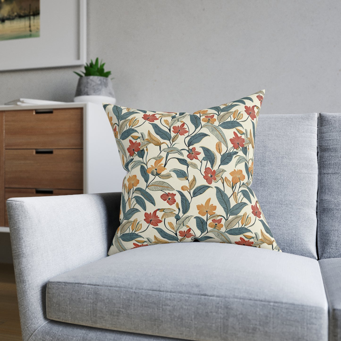 Botanical Floral Square Pillow - Cosy Home Decor - UK