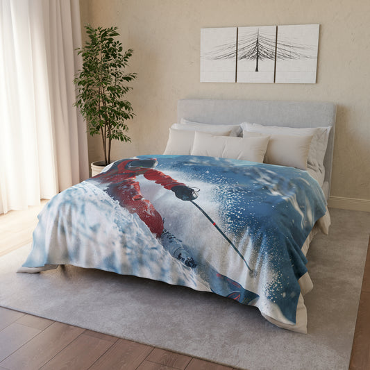 Downhill Skier #4 - Soft Polyester Blanket